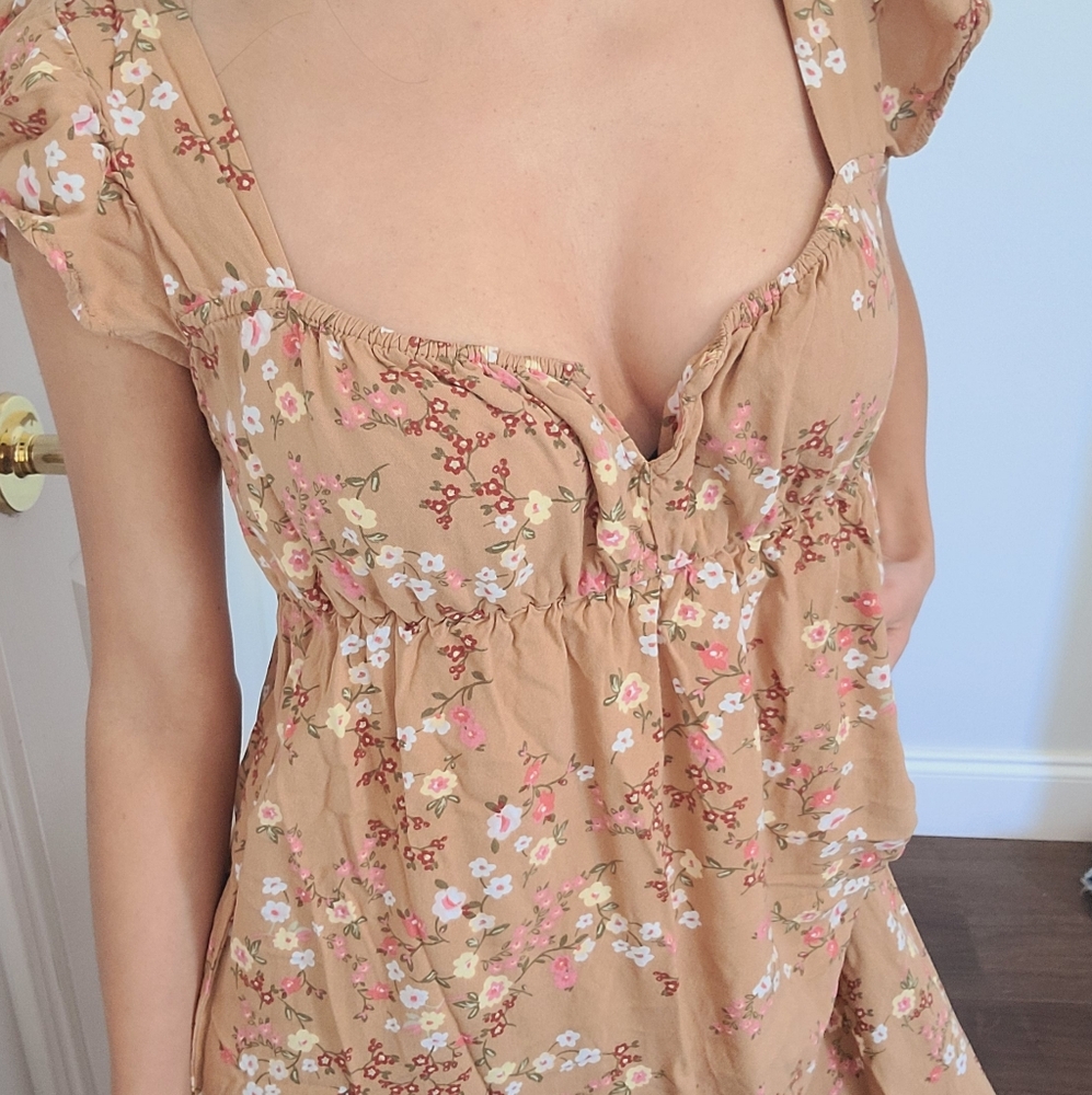 Luna Chix Floral Tan Dress